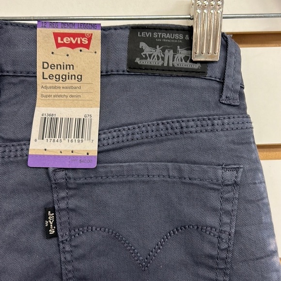 Levi’s Girls Denim Leggings Super Stretchy 12R Gray w/Pink Tie Dye NWT - Picture 7 of 12